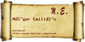 Móger Emilián névjegykártya